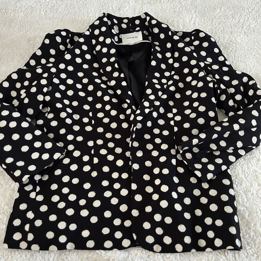 Emerson Fry Womens Polka a Dot Blazer S *Missing Belt Preppy Teacher Office Chic